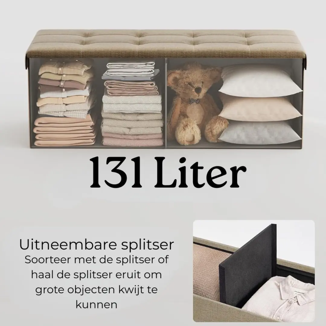 Songmics Opvouwbare Opbergbox Bruin - 131L - afbeelding 3 van 5
