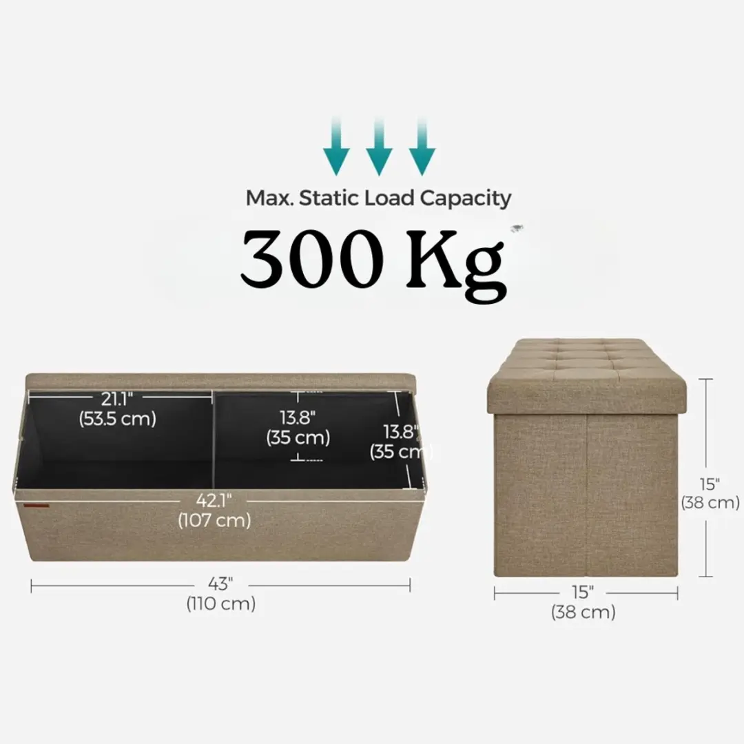 Songmics Opvouwbare Opbergbox Bruin - 131L - afbeelding 5 van 5