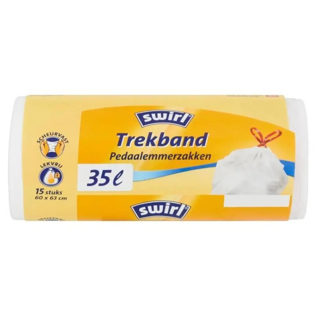 Swirl Trekband Pedaalemmerzakken 35L - 45 Stuks (3x15) - Wit