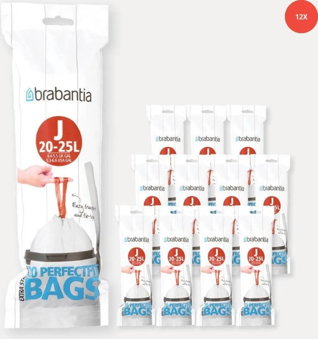 Brabantia PerfectFit Vuilniszakken 25L - 240 Stuks (12x20) - Wit