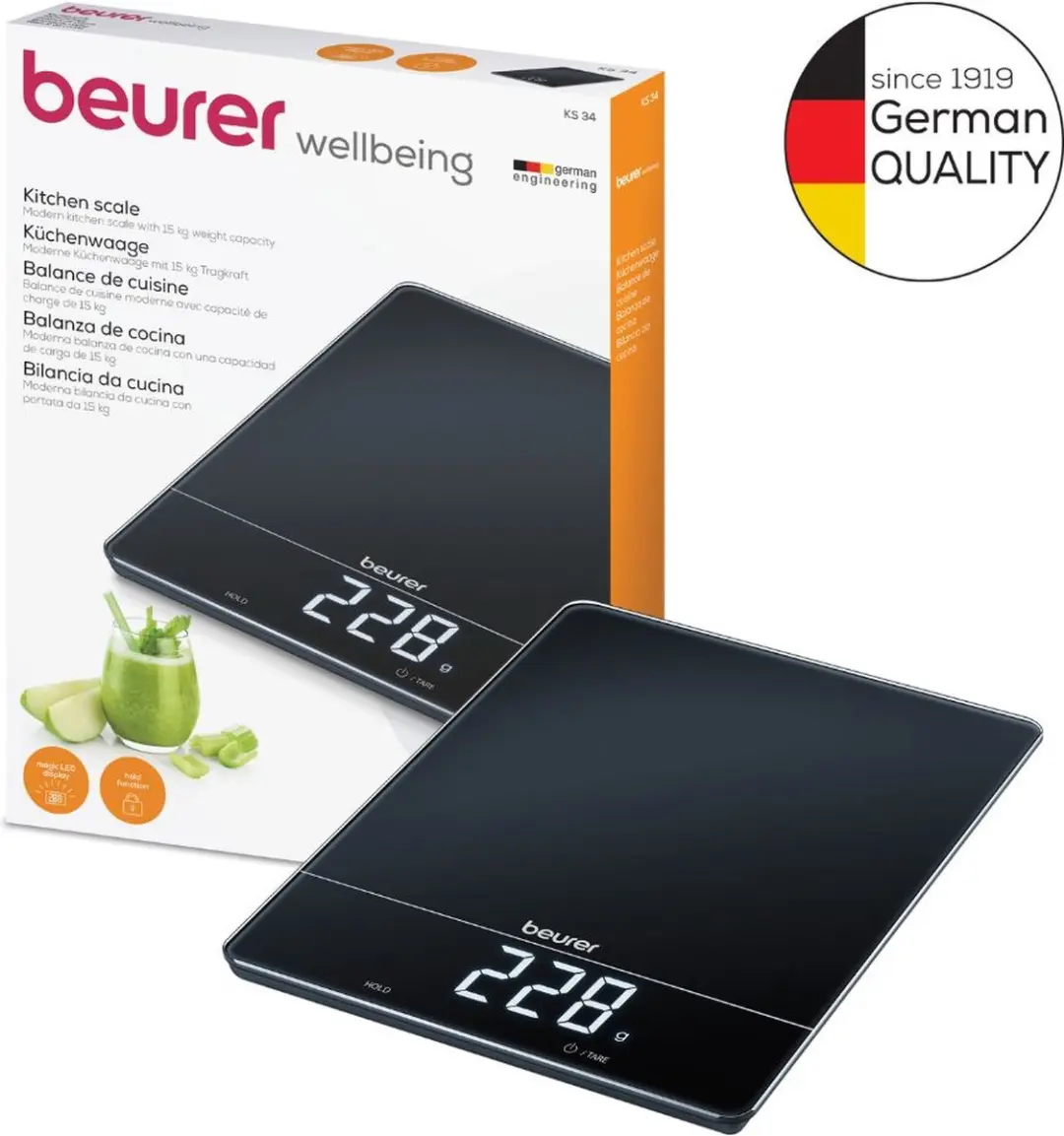 Beurer KS 34 XL Digitale Keukenweegschaal 15kg - Zwart