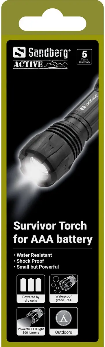 Sandberg Survivor Zaklamp AAA - Black - afbeelding 6 van 6