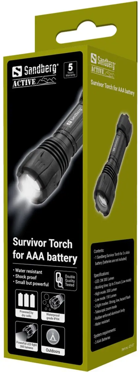 Sandberg Survivor Zaklamp AAA