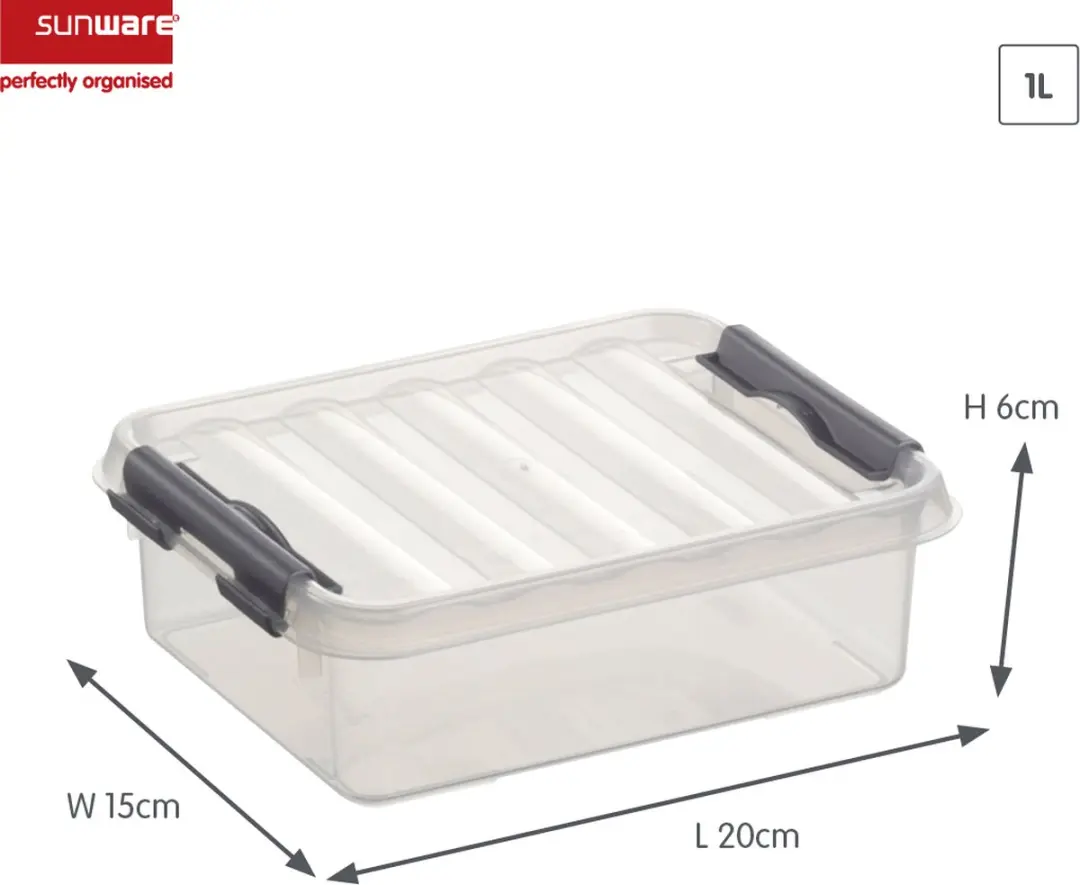 Sunware Q-line Opbergbox 1L - 20x15x6cm Grijs