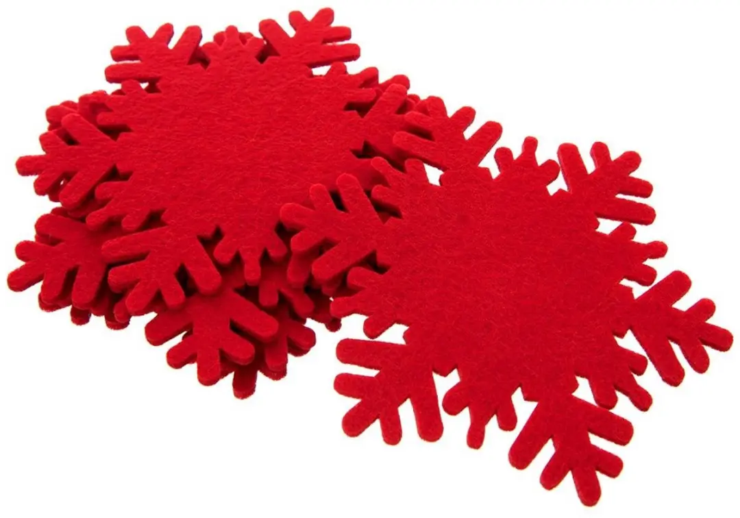 Orion Filten Onderzetters Sneeuwvlok 13.5cm - 6 Stuks - Rood