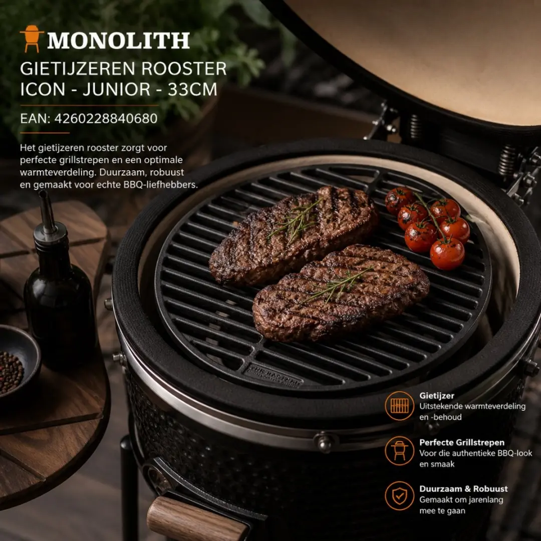 Monolith Icon Junior Gietijzeren Grillrooster 33cm - Grijs