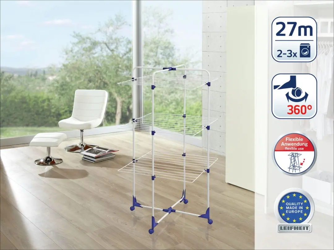 Leifheit Classic Tower 270 Droogtoren 27m - Wit/Blauw