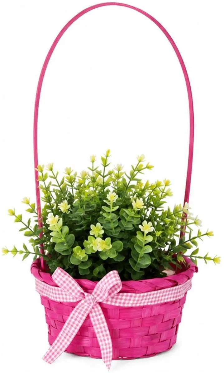 Excellent Houseware Rieten Mandje Roze 21x39cm - 2 Stuks - afbeelding 6 van 6