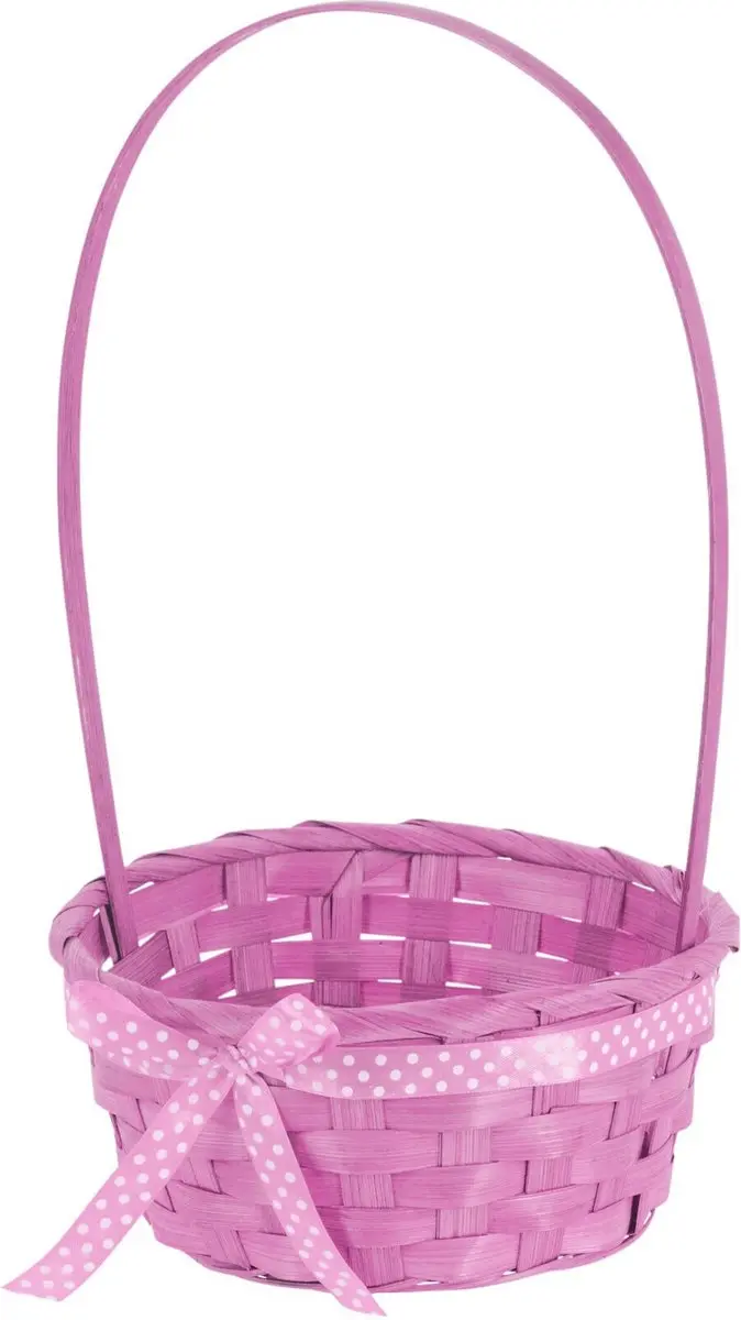 Excellent Houseware Rieten Mandje Roze 21x39cm - 2 Stuks