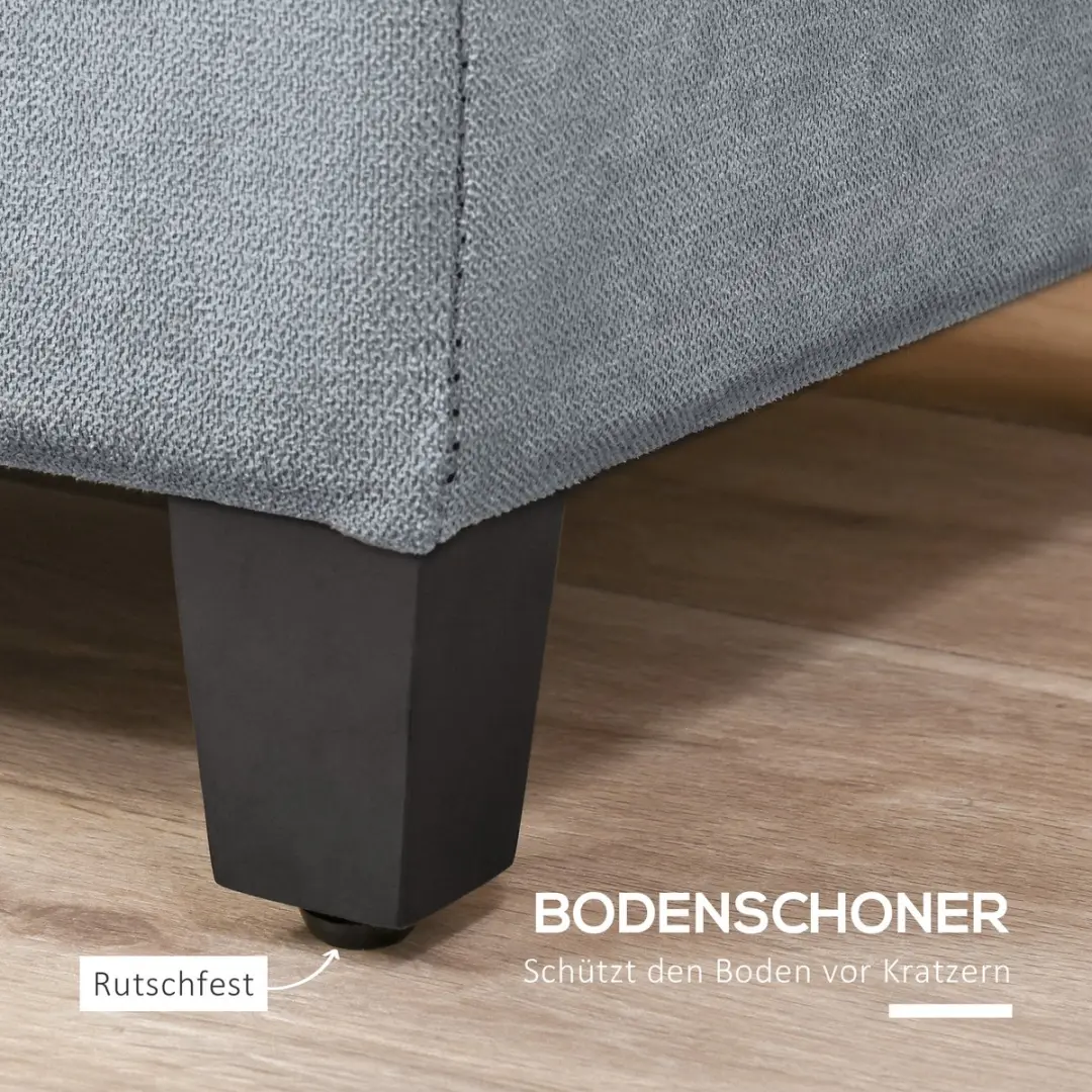 Homcom Zitbank Beige - 125x49x41,5cm - 1 Vak - afbeelding 6 van 6