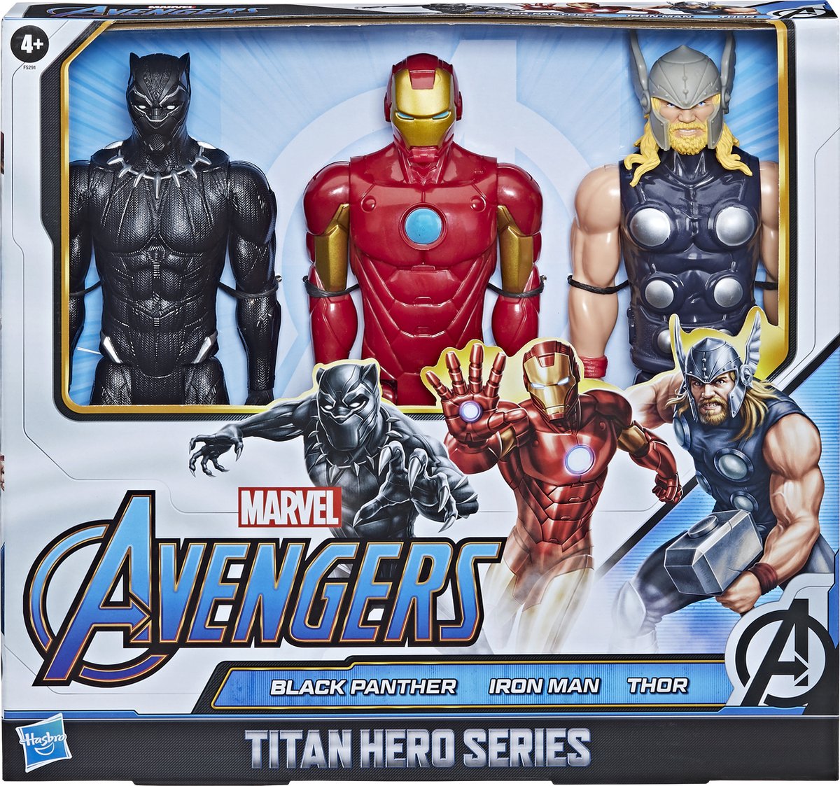 Marvel Avengers Titan Hero Series Black Panther, Iron Man & Thor Action Figure 3-Pack