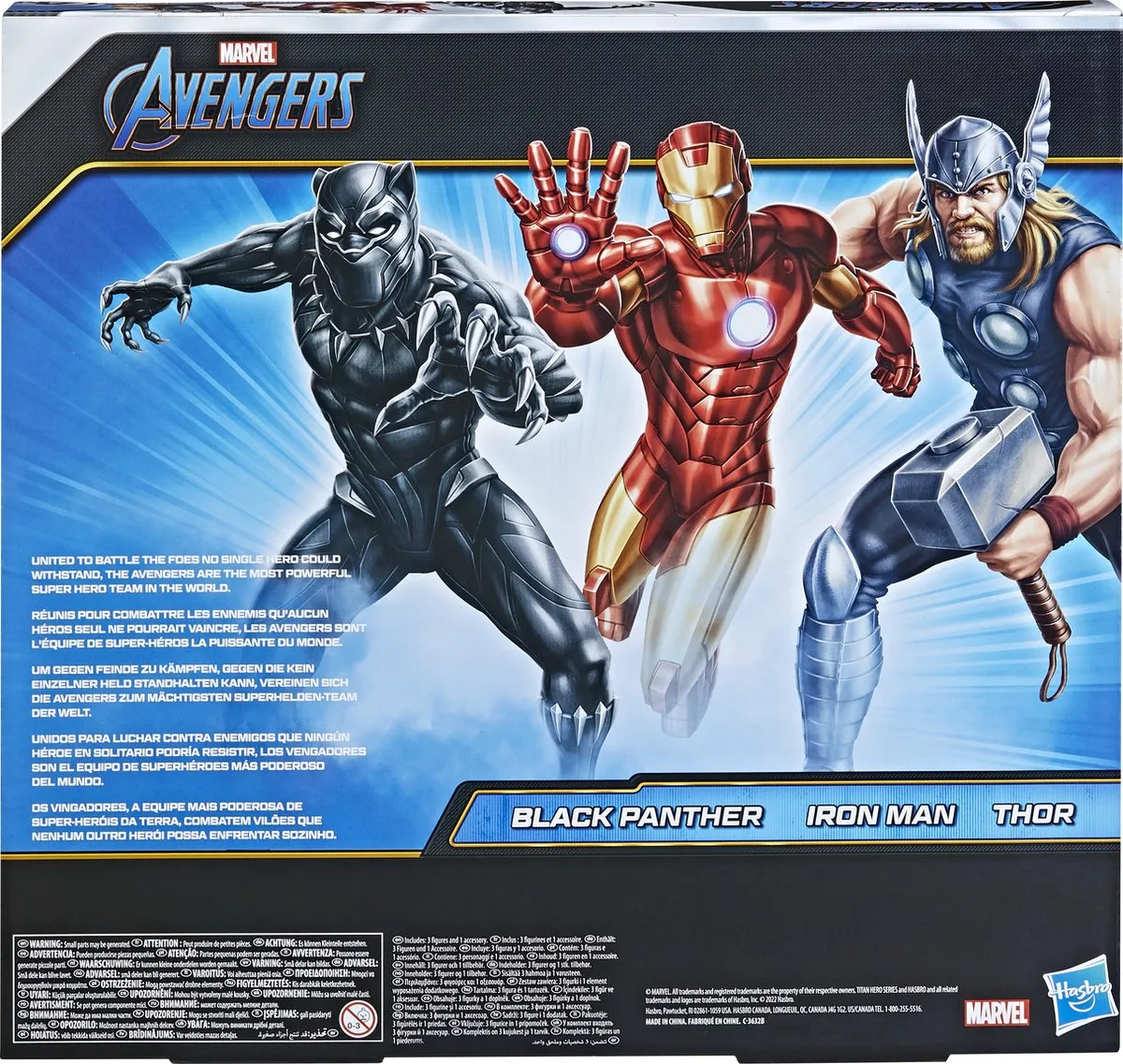 Hasbro Marvel Avengers Titan Hero Series Black Panther Iron Man Thor 3-Pack - Multicolor