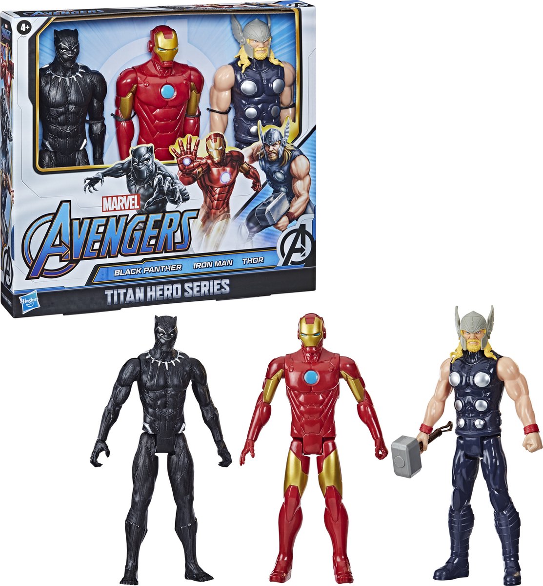 Marvel Avengers Titan Hero Series Black Panther, Iron Man & Thor Action Figure 3-Pack