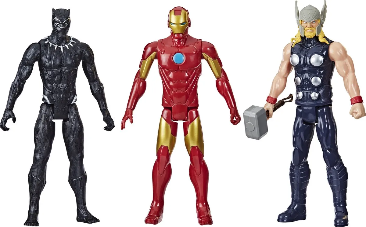 Hasbro Marvel Avengers Titan Hero Series Black Panther Iron Man Thor 3-Pack - Multicolor