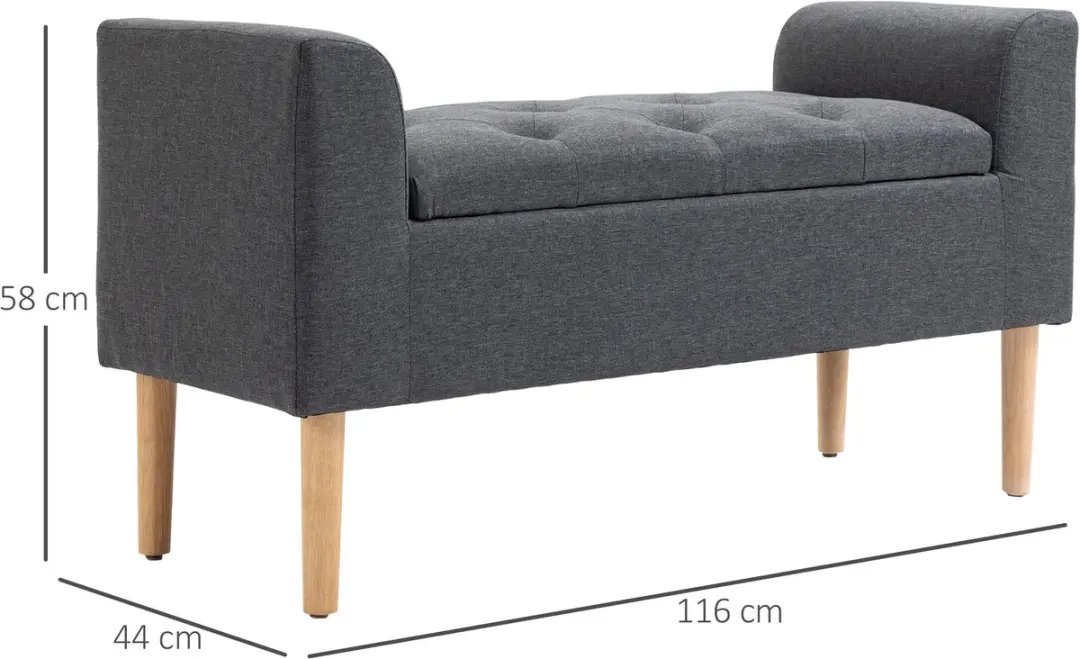 Homcom Opbergpoef Donkergrijs 116x44x58cm - 50L