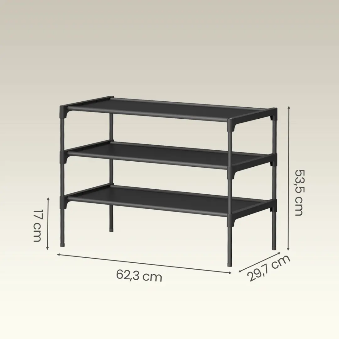 Songmics Schoenenrek LSH023BH01 - 3 Lagen - Metaal - Inktzwart