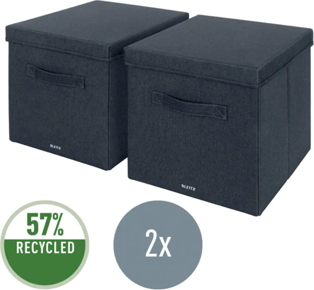 Leitz Stoffen Opbergdoos - 40L - Fluweel grijs - 2 Stuks - afbeelding 6 van 6