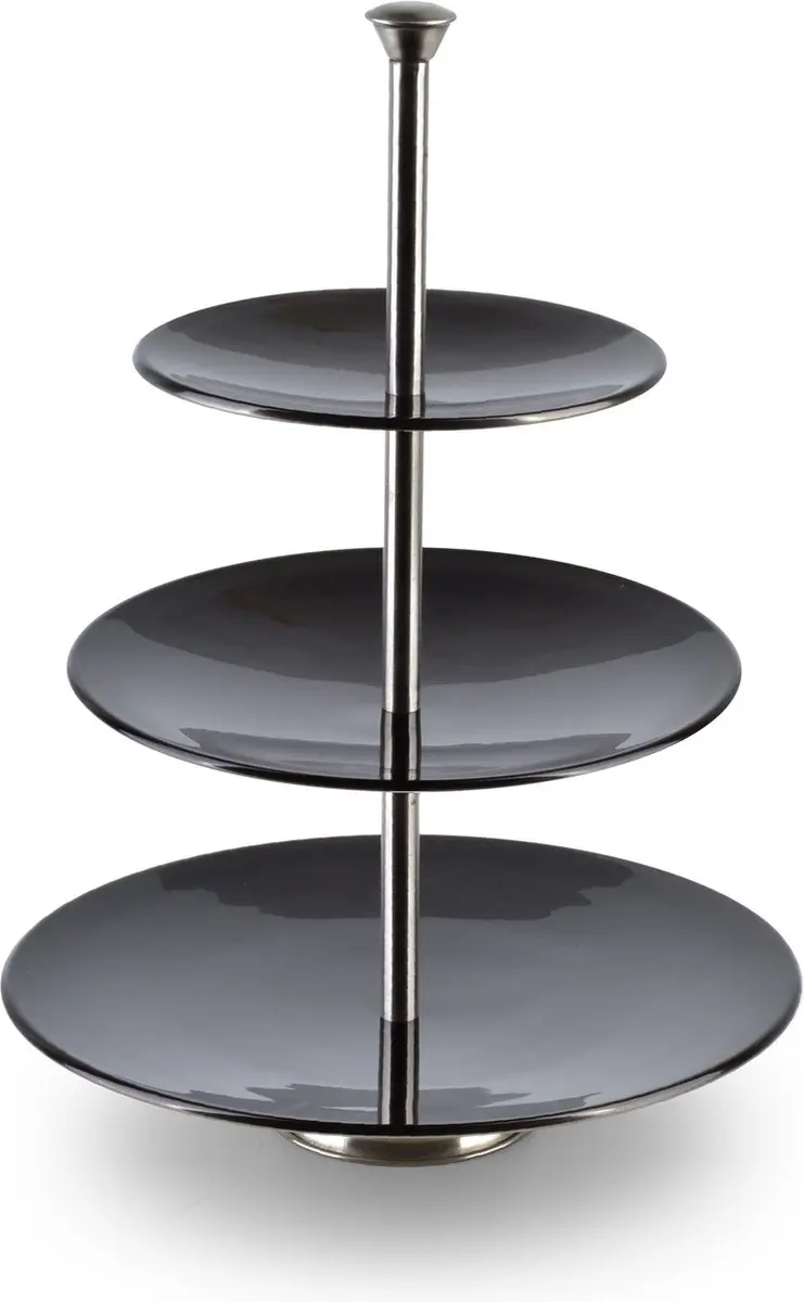 Excellent Houseware Etagere RVS - 36,5cm - Zwart