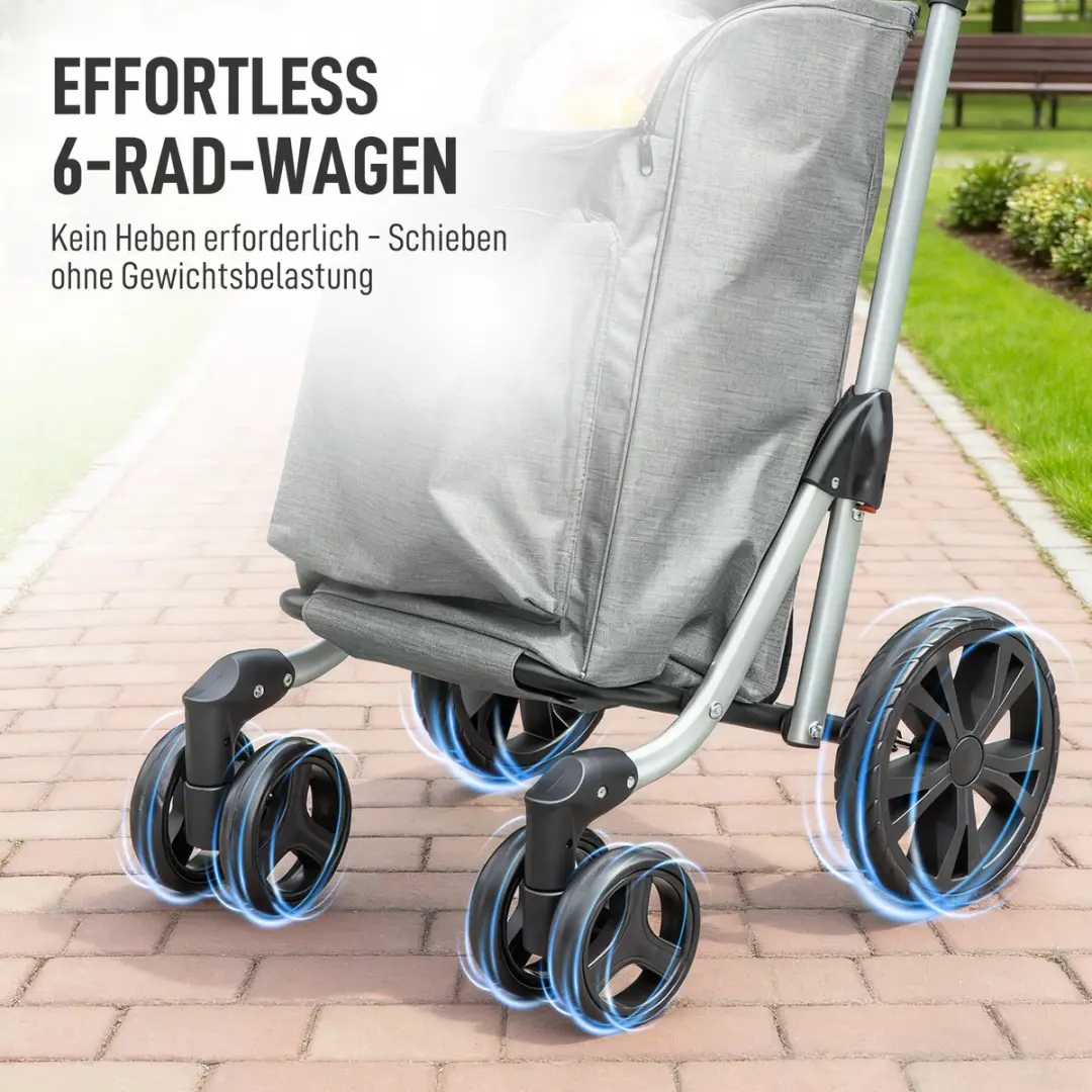 Homcom 3-in-1 Winkelwagen Oxford Grijs - 58L - 6 Wielen