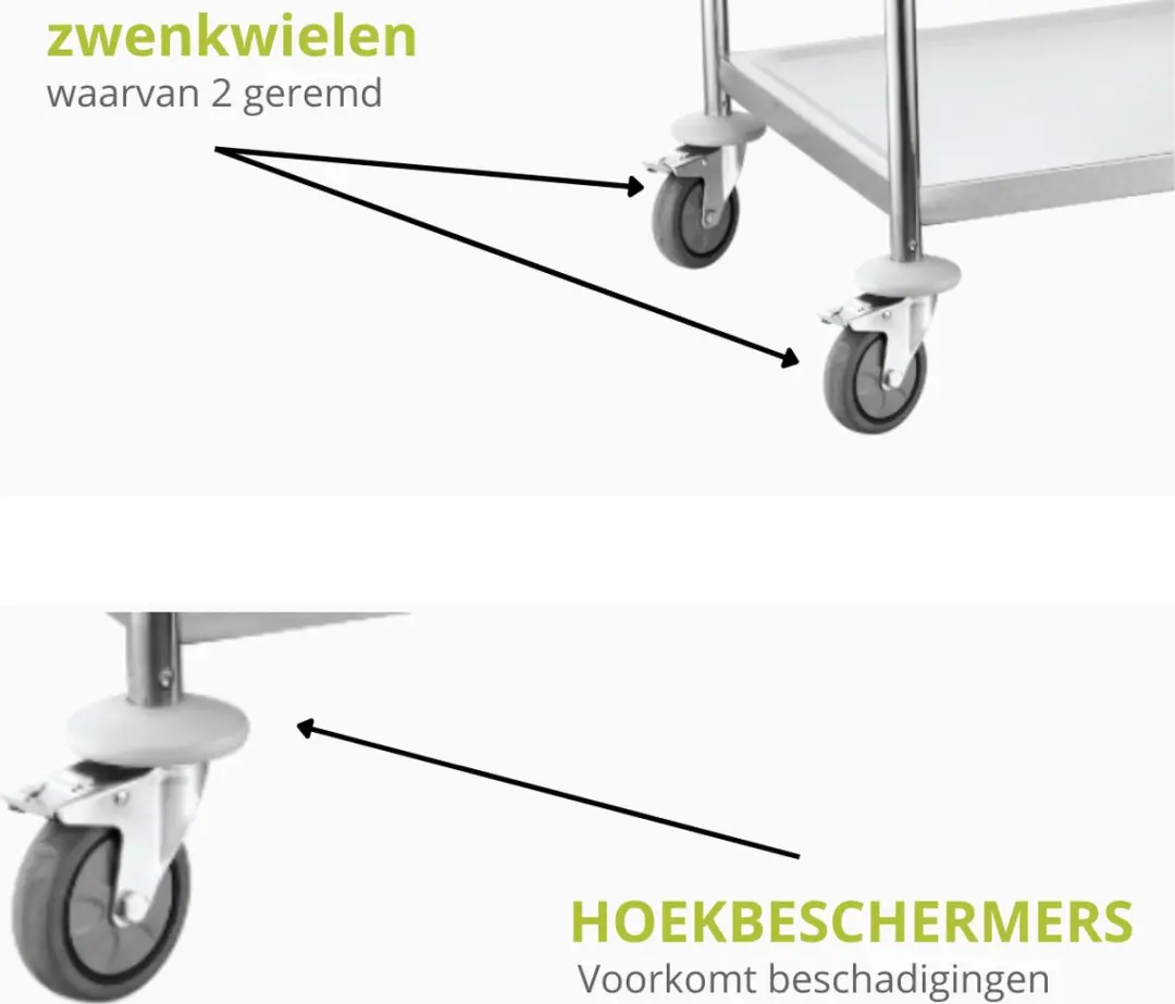 HENDI 810101 Serveerwagen - 3 Bladen - 905x585x945mm