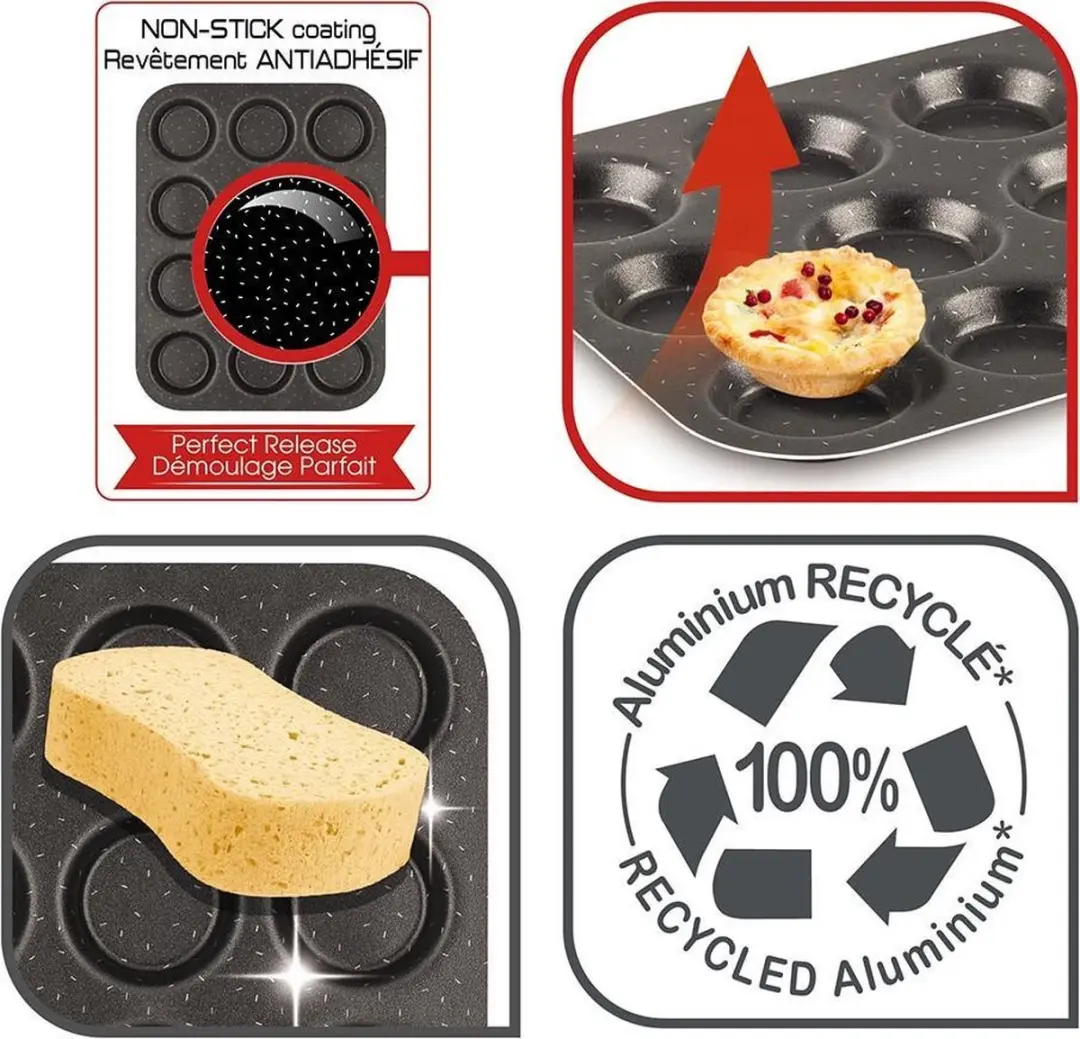 Tefal Success 12-delige Muffinvorm - Zwart