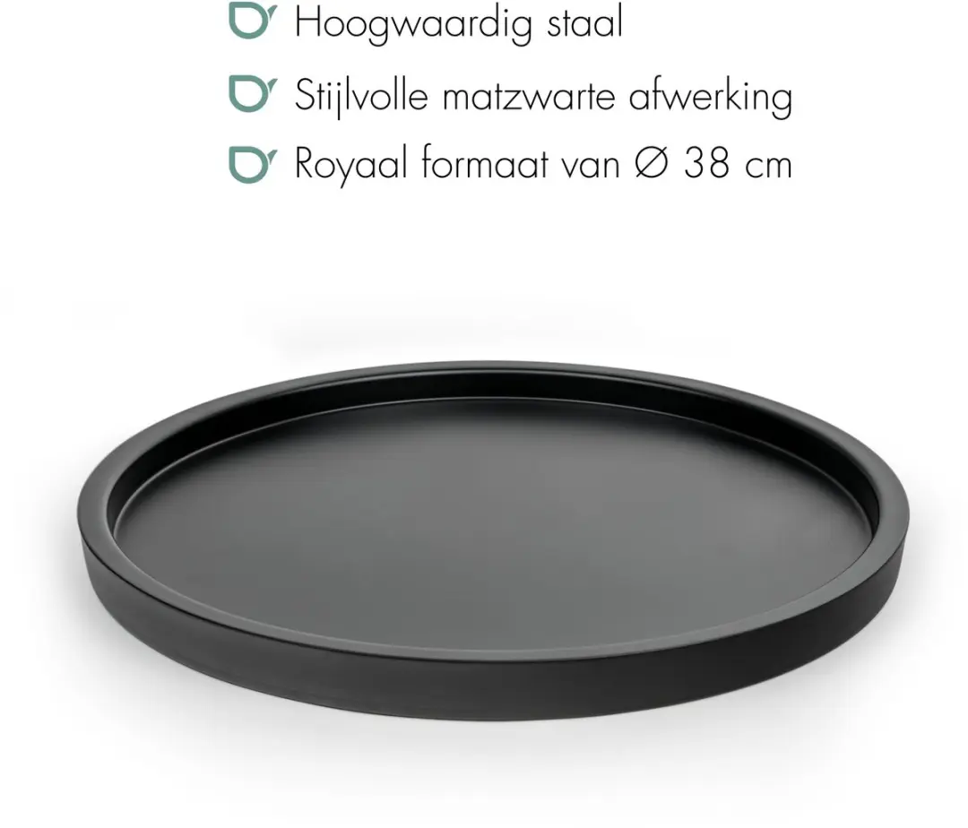 Bredemeijer Lara Rond Zwart Dienblad - 38cm - afbeelding 6 van 6