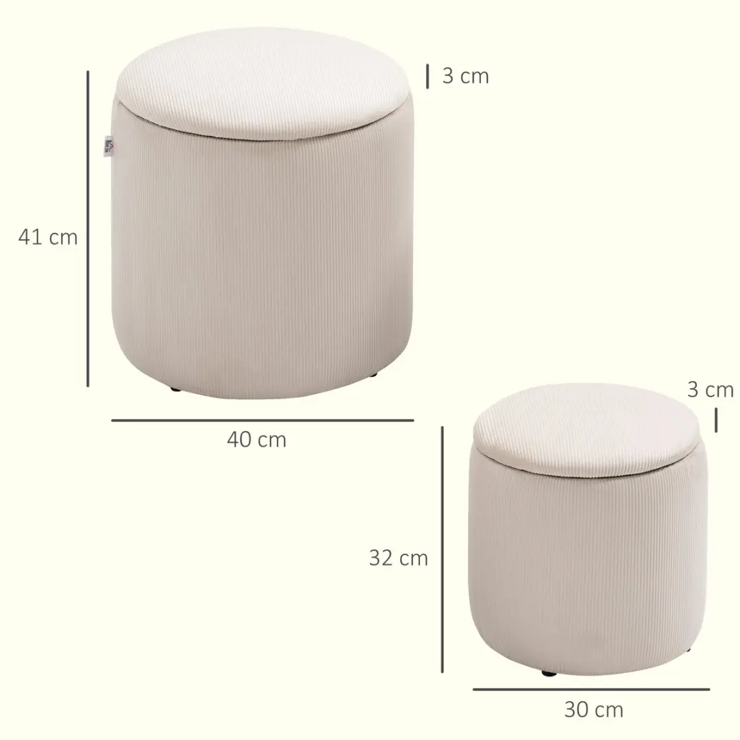 Homcom Sitzhocker Set 2 Stuks - 40x40x41cm Beige
