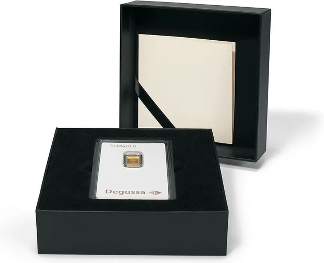 Geschenkschachtel für einen Goldbarren in Blisterverpackung, Aurum