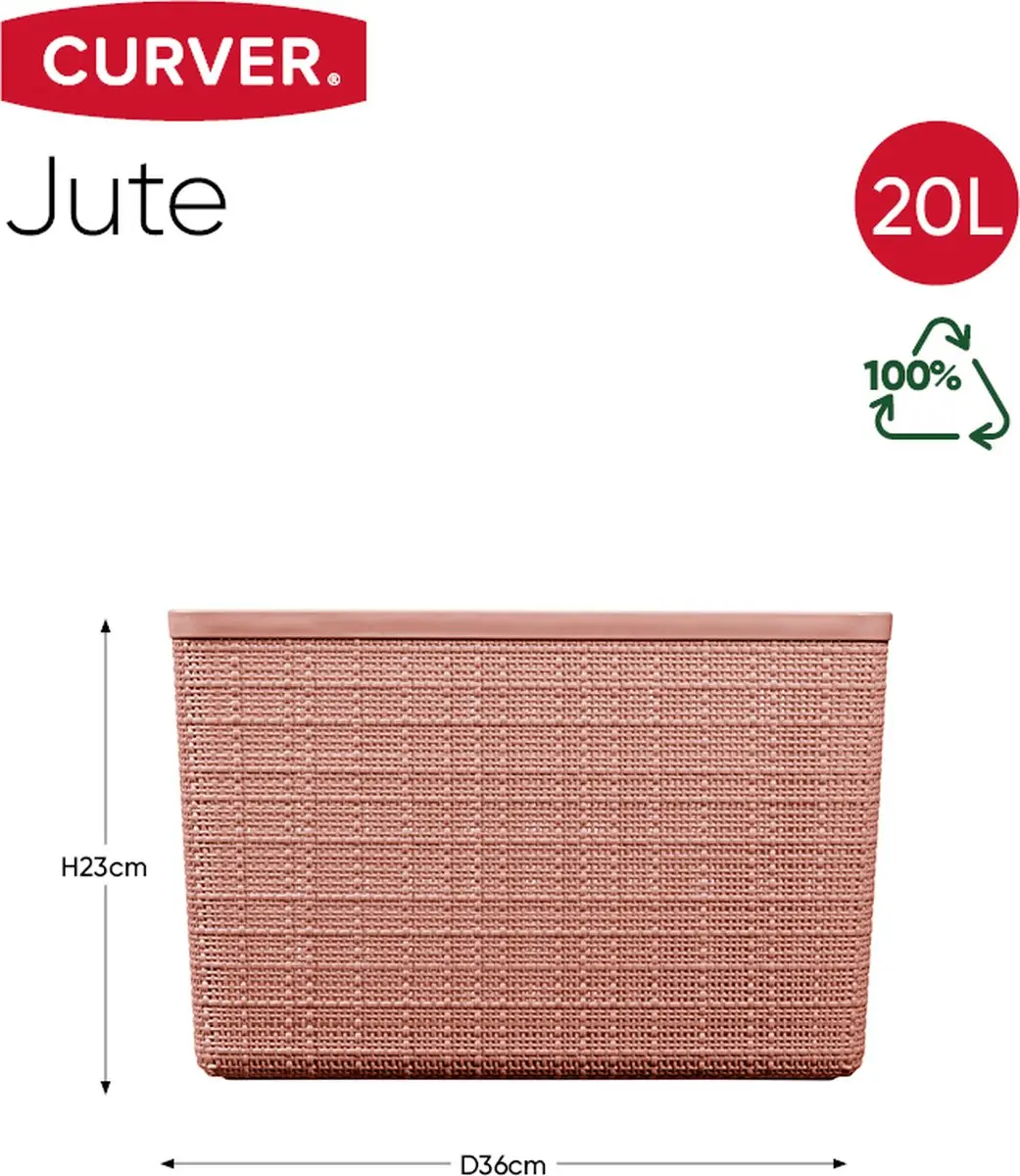 Curver Jute Opbergmand L - 20L - Roze - afbeelding 6 van 6