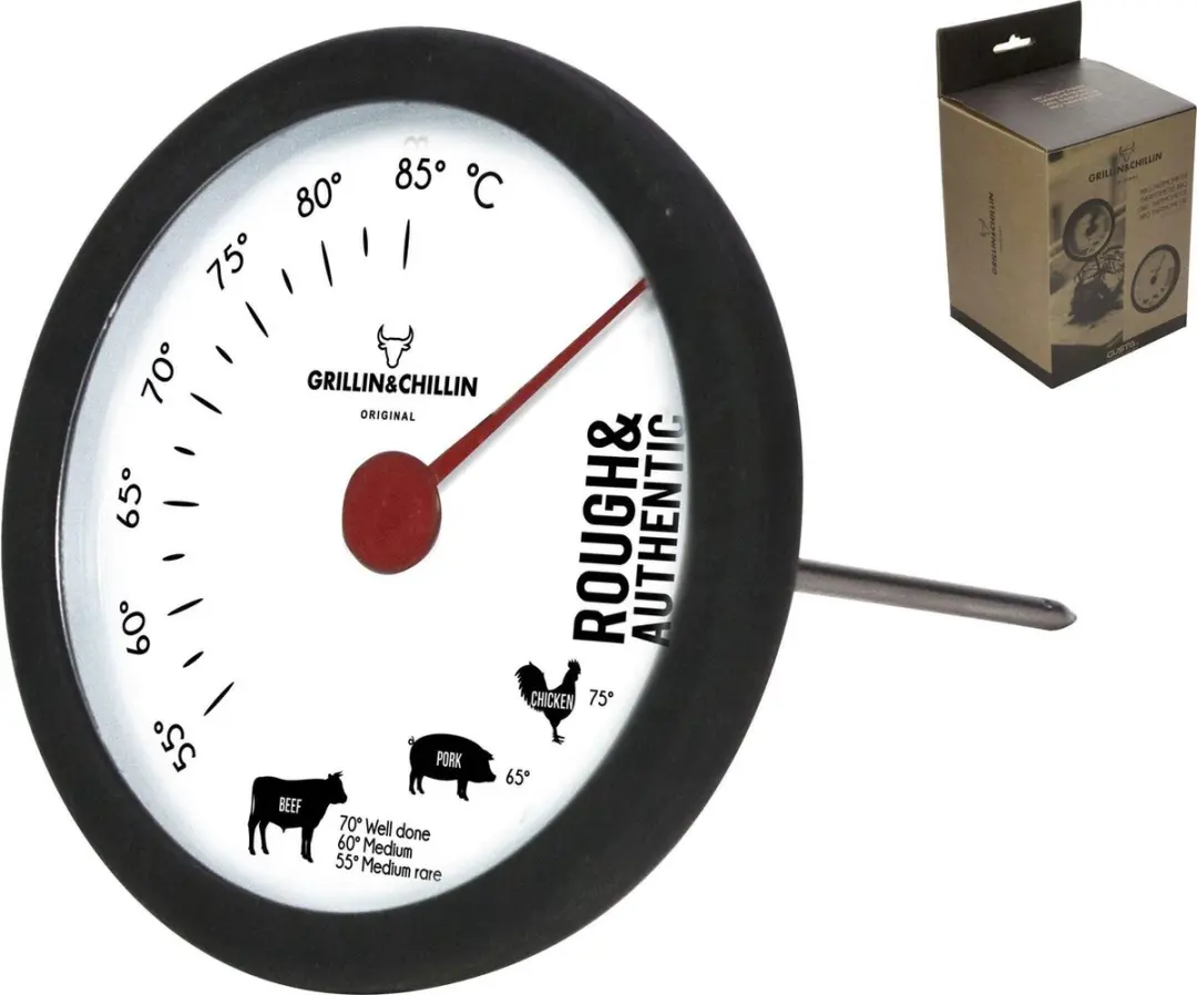 Gusta BBQ Thermometer 9x13cm - Zwart