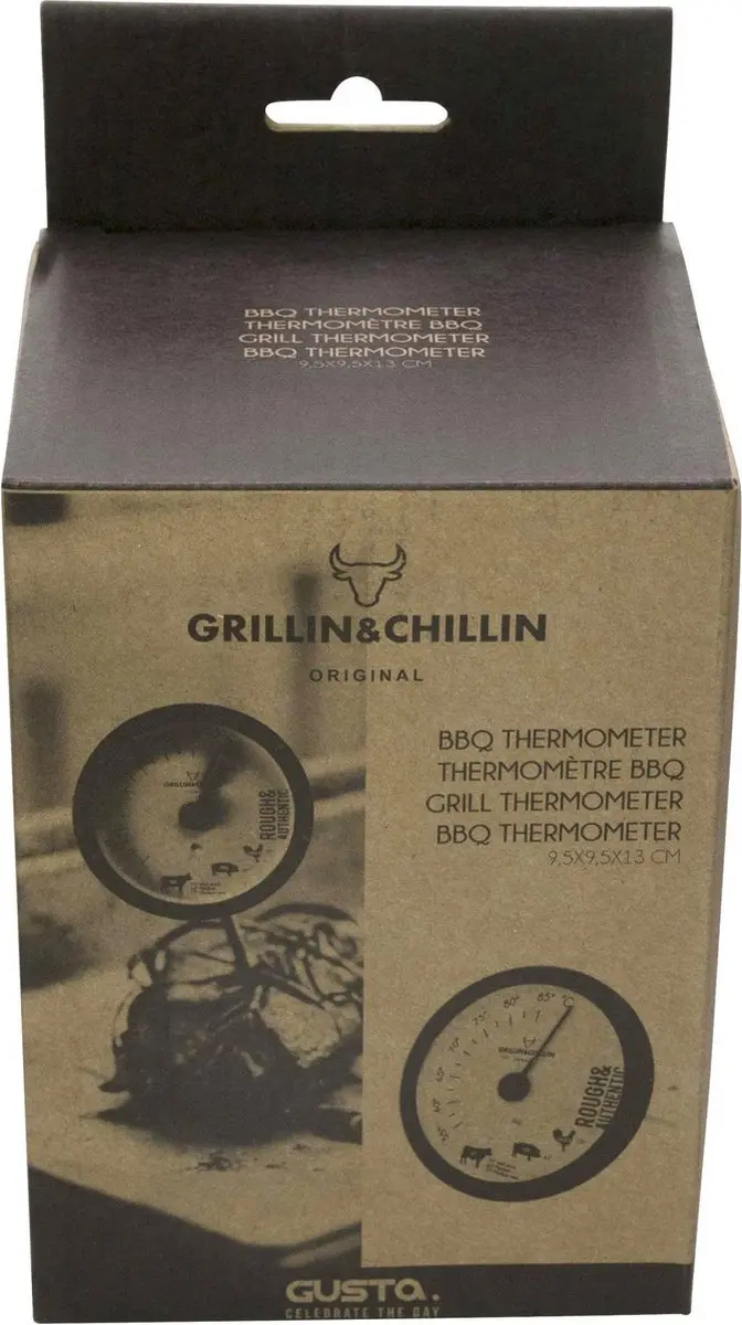 Gusta BBQ Thermometer 9x13cm - Zwart