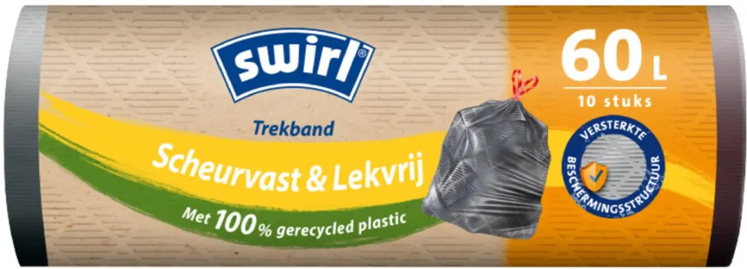Swirl Vuilniszakken 60L - 70 Stuks (7x10) - Trekband - Wit