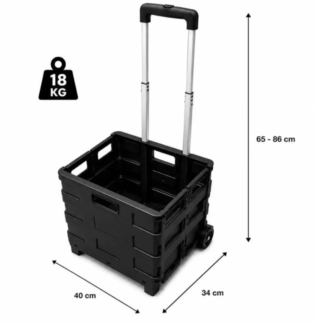 Kortpack Inklapbare Winkelwagen 18kg - Zwart