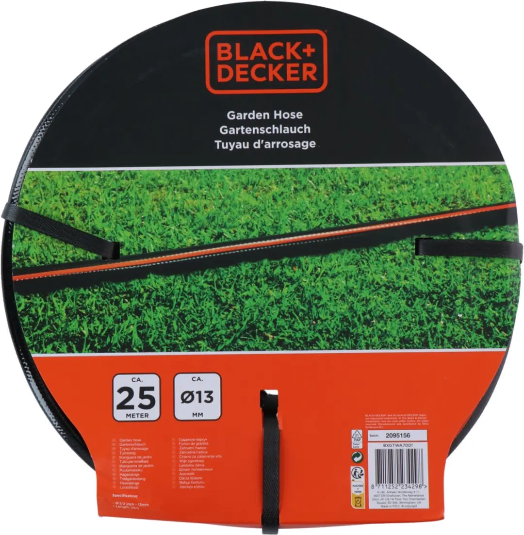 BLACK+DECKER Tuinslang 25m 13mm - Zwart/Oranje - afbeelding 6 van 6