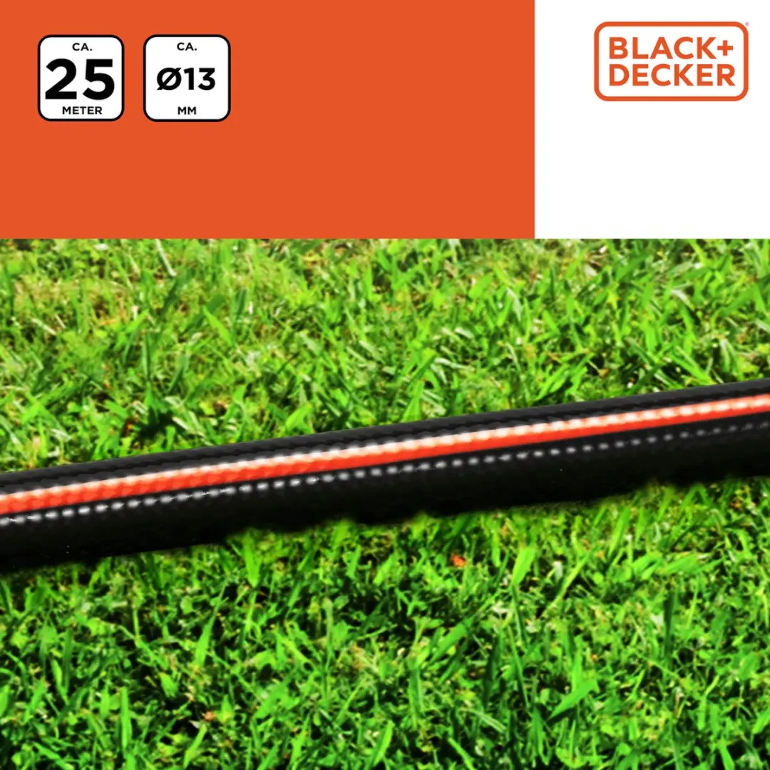 BLACK+DECKER Tuinslang 25m 13mm - Zwart/Oranje