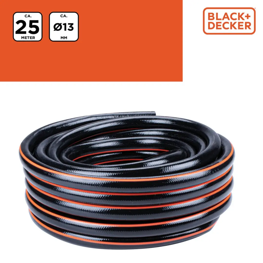 BLACK+DECKER Tuinslang 25m 13mm - Zwart/Oranje