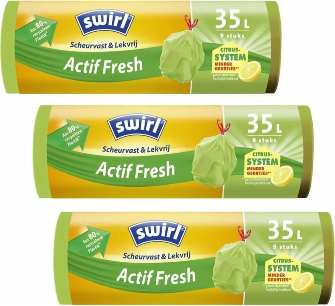 Swirl Vuilniszakken Actif Fresh 35L - 324 Stuks (3x9x12) - Groen
