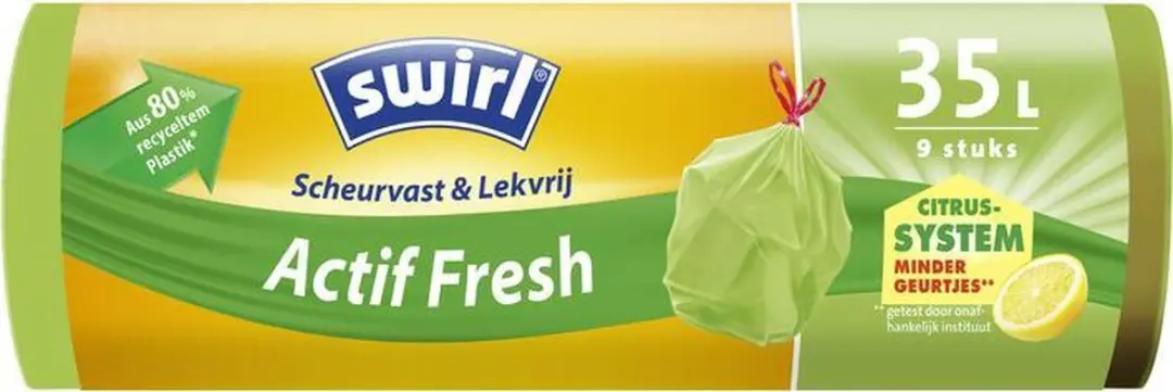 Swirl Vuilniszakken Actif Fresh 35L - 324 Stuks (3x9x12) - Groen
