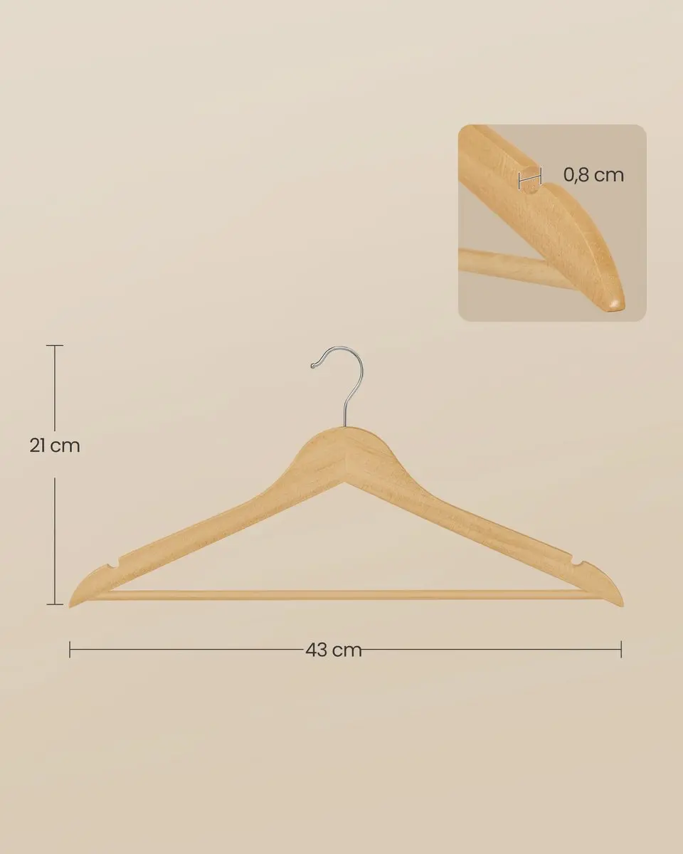 Songmics Houten Kledinghangers Set 20 Stuks - Naturel