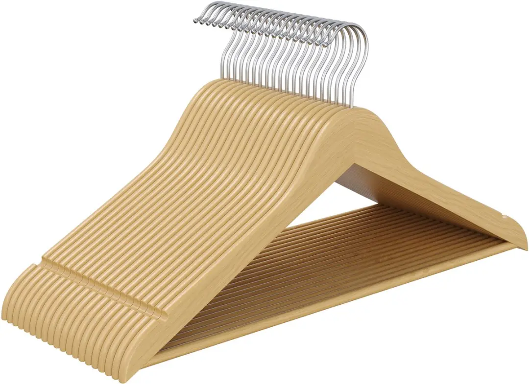 Songmics Houten Kledinghangers Set 20 Stuks - Naturel - afbeelding 6 van 6