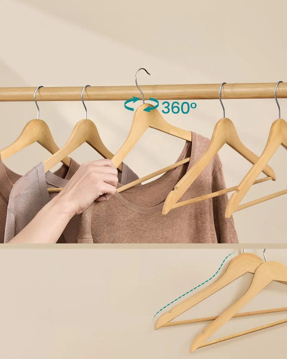 Songmics Houten Kledinghangers Set 20 Stuks - Naturel