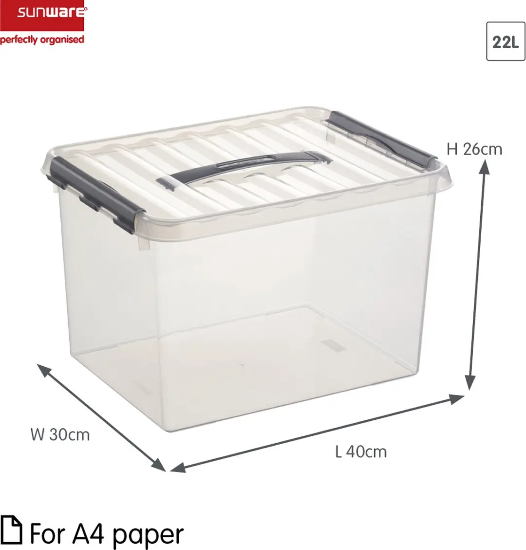 Sunware Q-Line opbergbox 22L - Set van 2 - Transparant/grijs