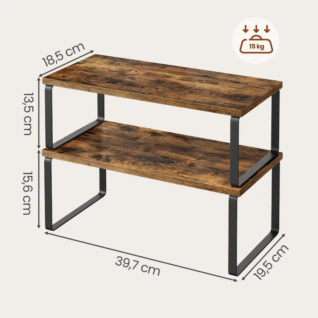 Songmics Kruidenrek 2-delig KCS200X01 - Bruin-Zwart
