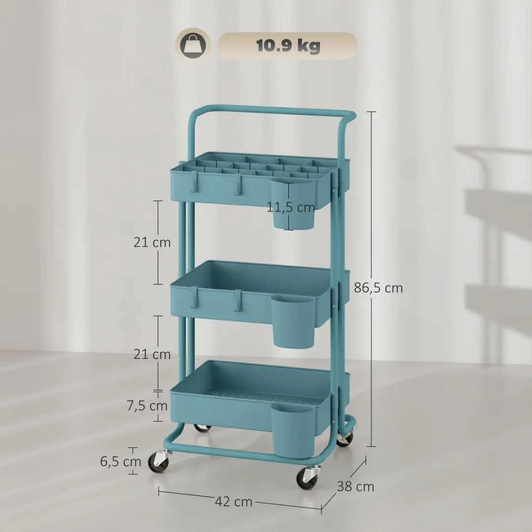 Homcom Gebruikswagen ABS 42x38x86,5cm Wit