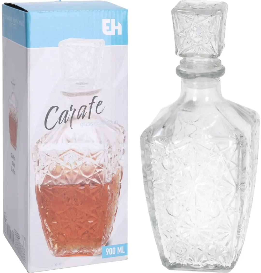 Excellent Houseware Glazen Whisky Karaf 830ml - Vierkant - afbeelding 4 van 6