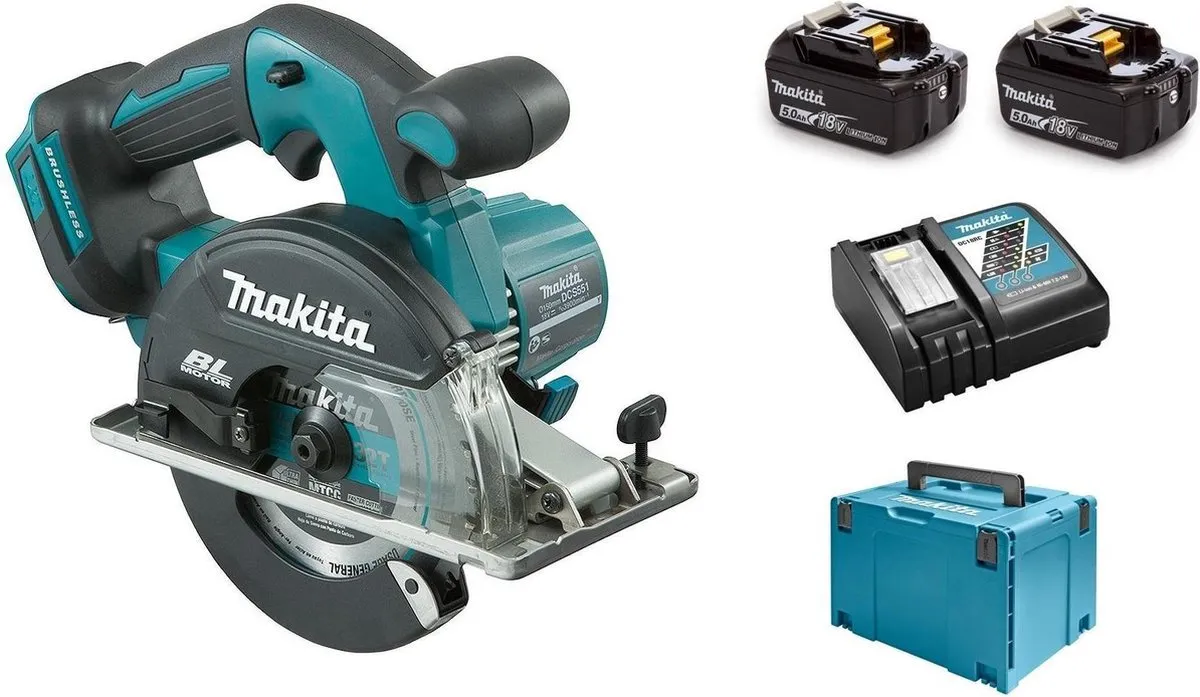 Makita DCS551RTJ Metaalcirkelzaag 18V - 150mm Koolborstelloos - 2x 5.0Ah