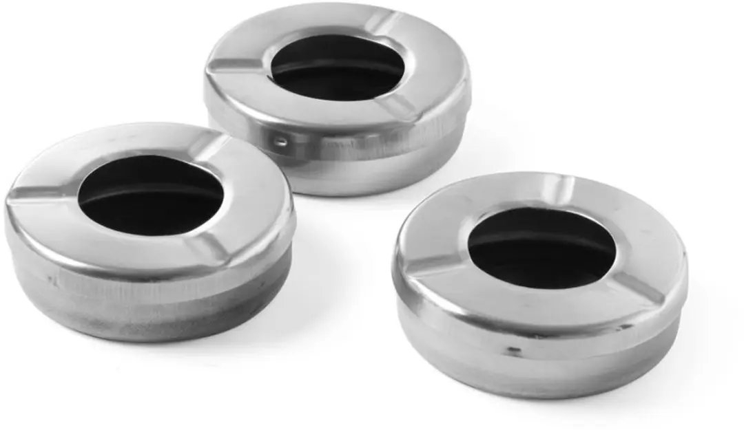 Hendi Asbak met deksel RVS - Set van 3 - Ø90x28mm