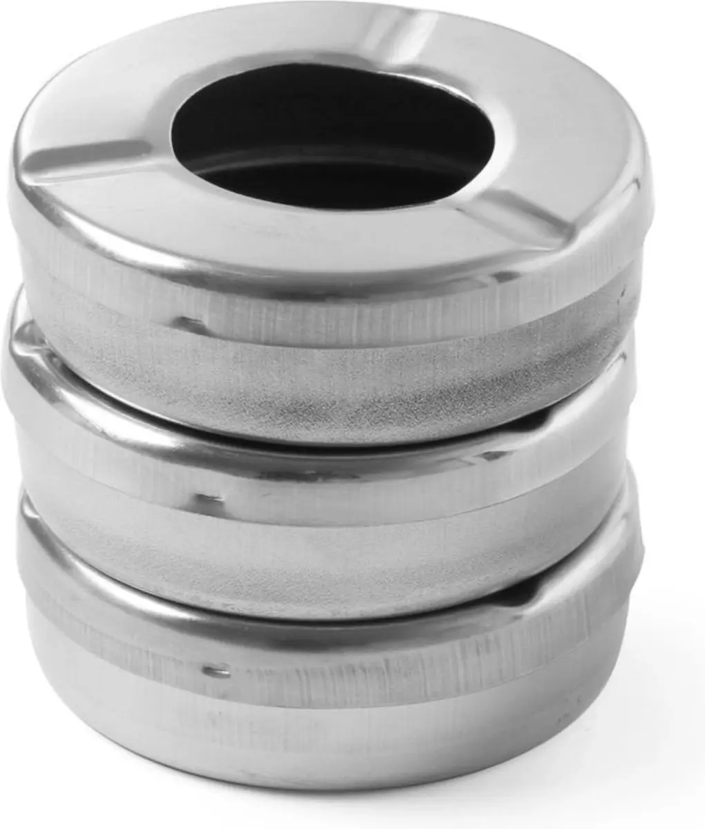 Hendi Asbak met deksel RVS - Set van 3 - Ø90x28mm