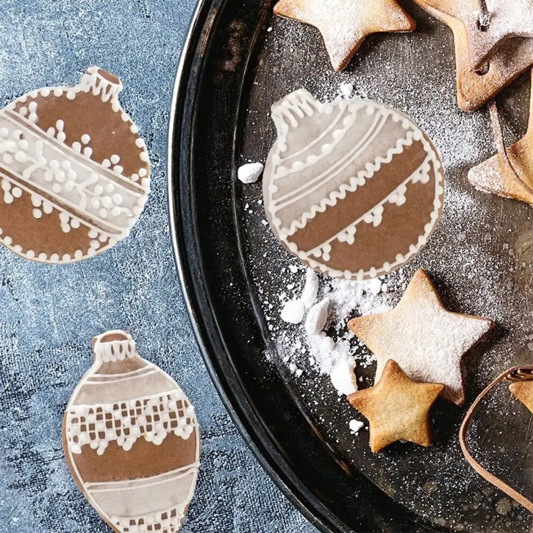 Orion RVS Kerstbal Koekjesvorm 7cm - Zilver - afbeelding 3 van 6