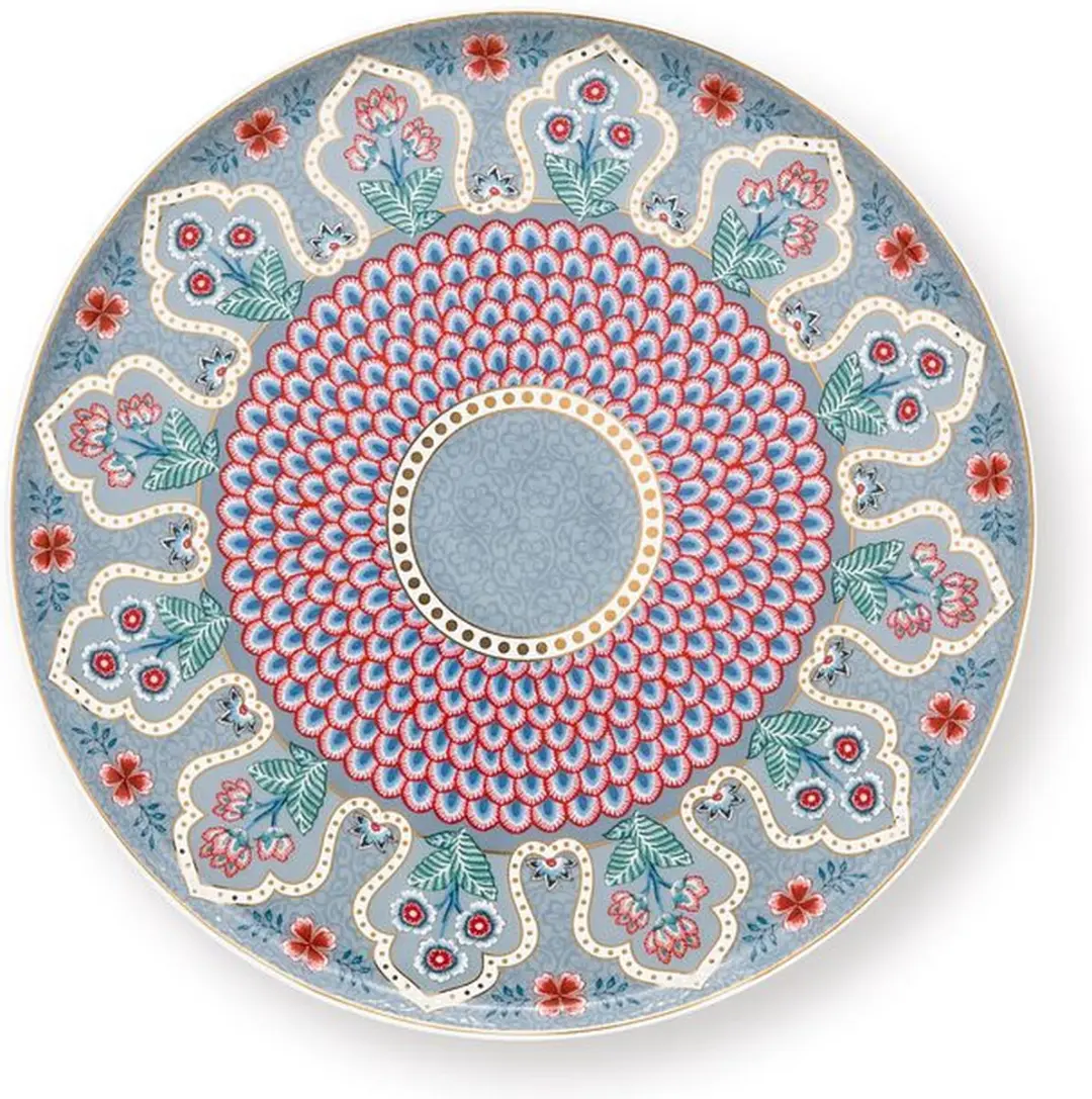 Pip Studio Flower Festival Taartplateau Lichtblauw - 21,5cm - 4 Stuks